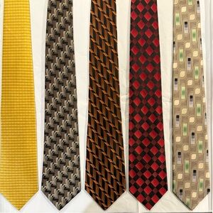 Lot Of 5 ARROW Men's 100% Silk Neck Ties Made In China EUC